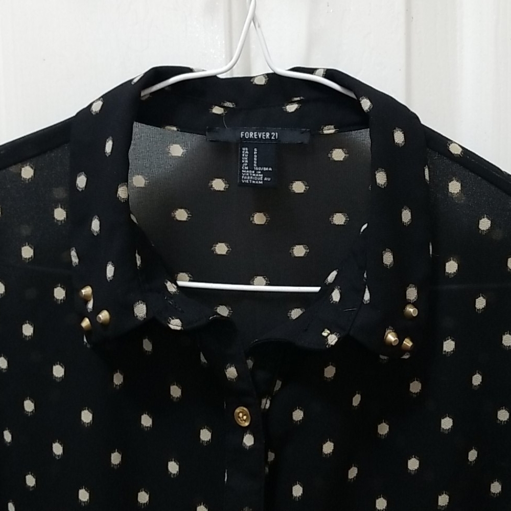 3/$6  Forever 21 black sheer blouse sz S - Picture 3 of 6